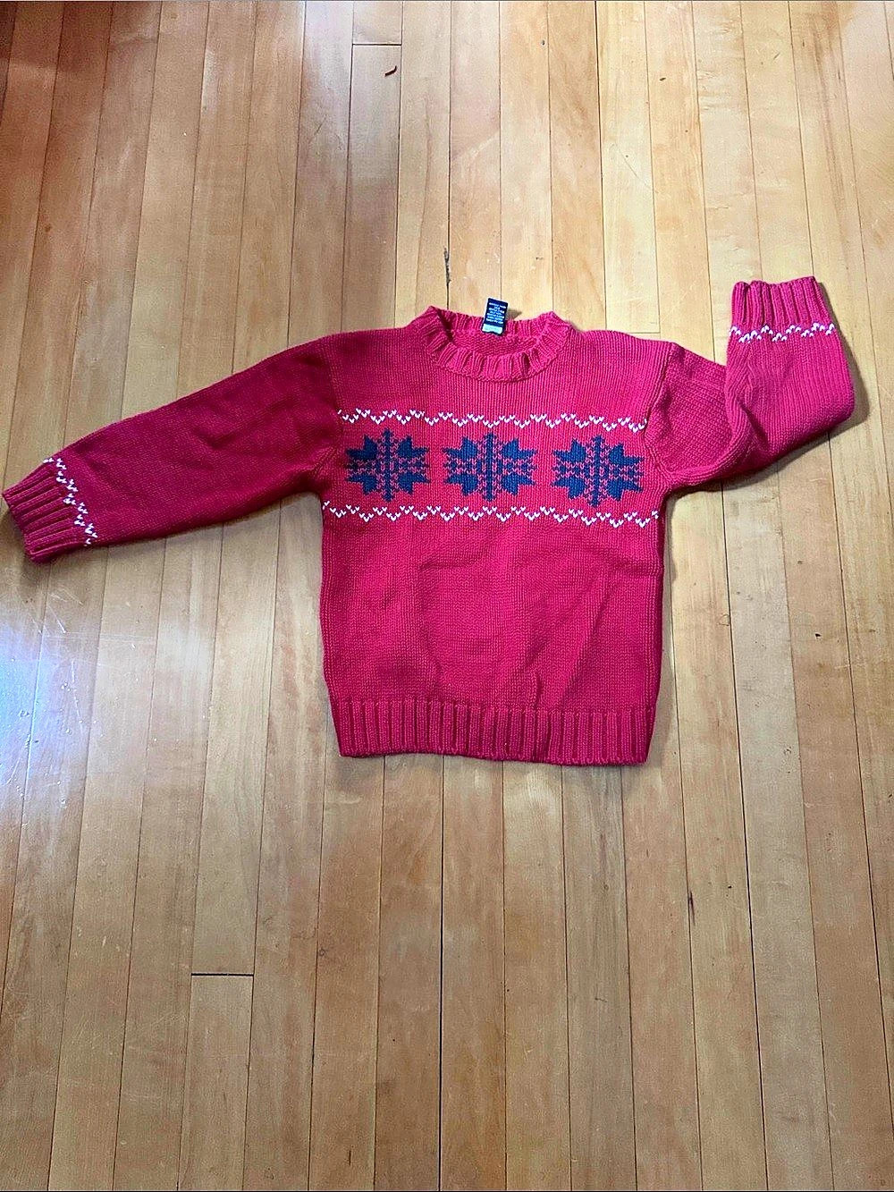 GAP vintage 90s winter snowflake Fair Isle Sweater Red/Navy/White girls S (5-6)